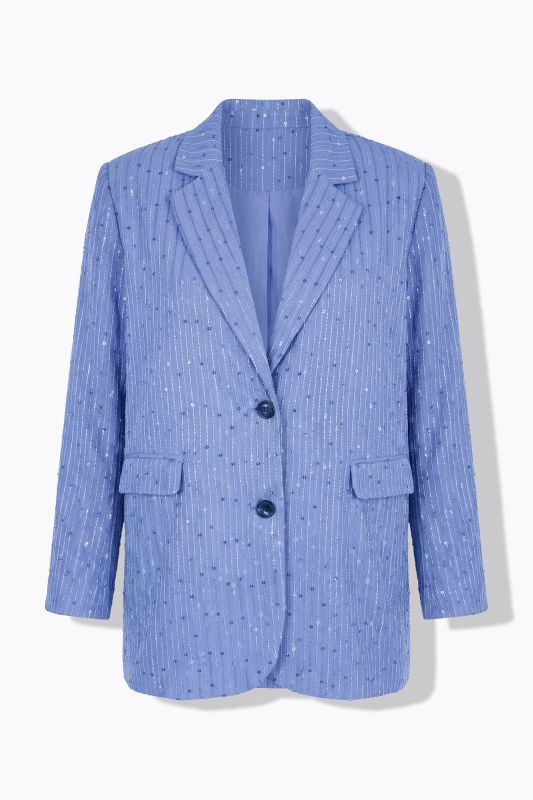 Sequined Pinstripe Oversized Blazer