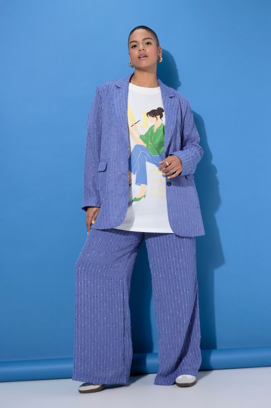 Sequined Pinstripe Oversized Blazer