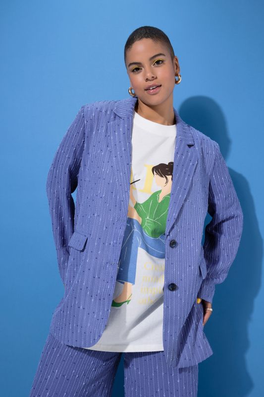 Sequined Pinstripe Oversized Blazer