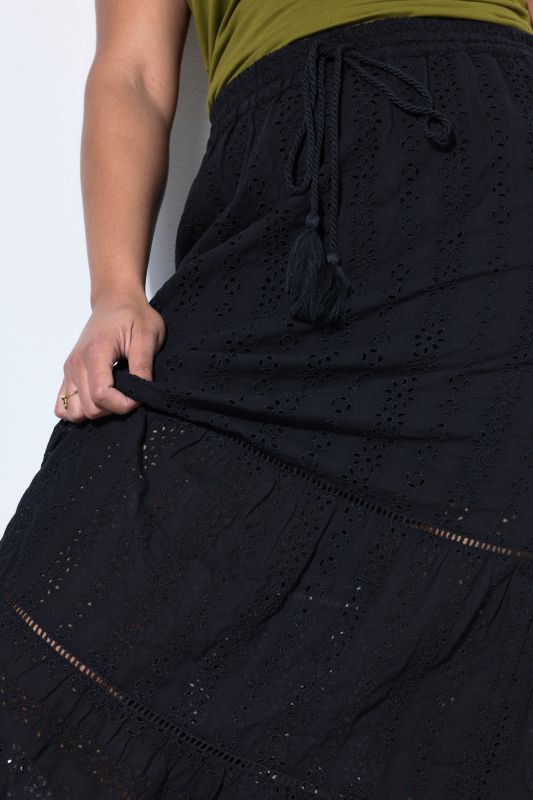 Floral Lace Elastic Waist Skirt
