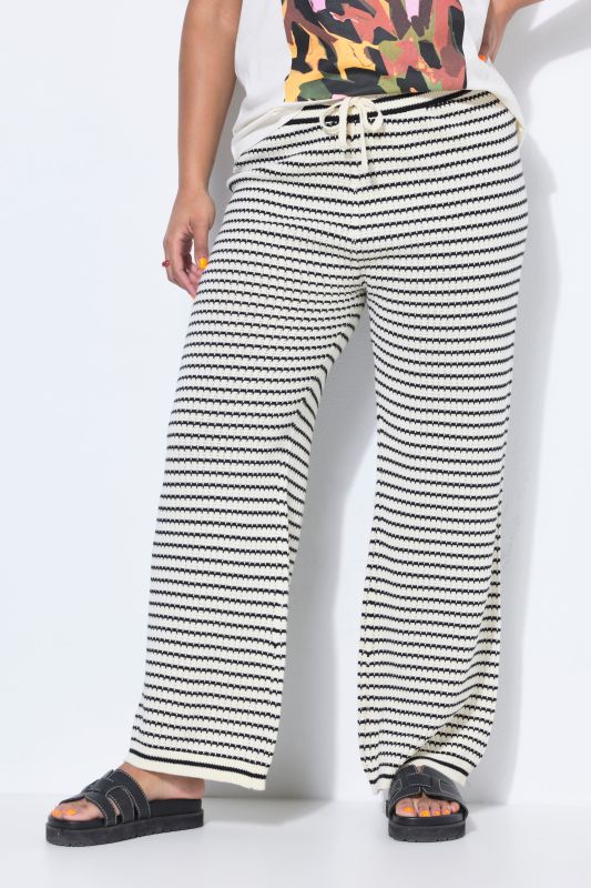 Striped Knit Elastic Waist Pants