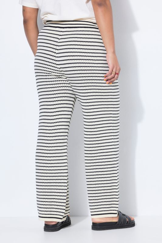 Striped Knit Elastic Waist Pants