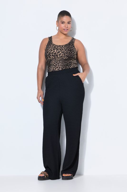 Waffle Texture Elastic Waist Pants