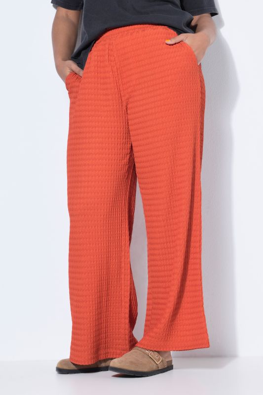 Waffle Texture Elastic Waist Pants