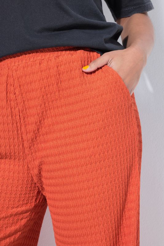 Waffle Texture Elastic Waist Pants