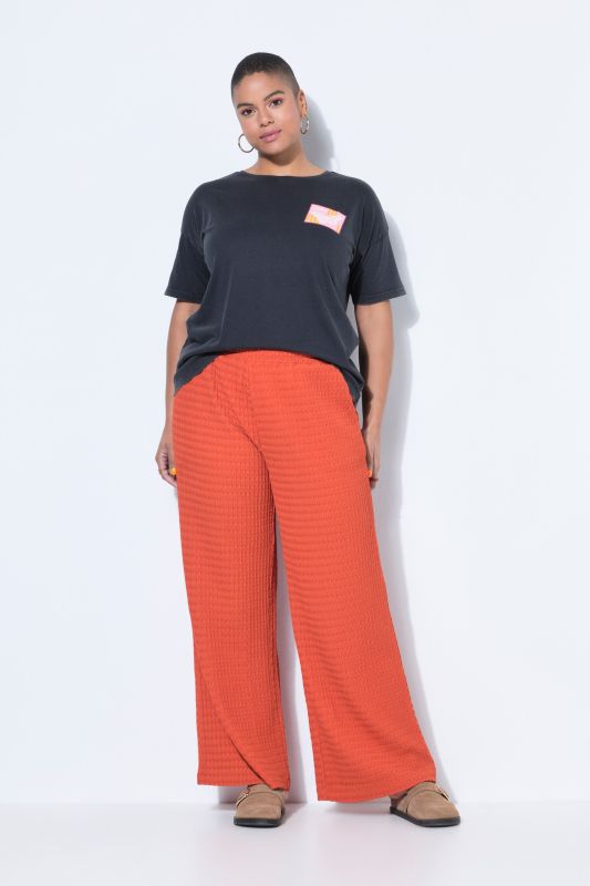 Waffle Texture Elastic Waist Pants