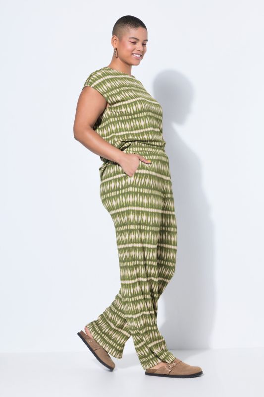 Batik Stripe Textured Elastic Waist Pants