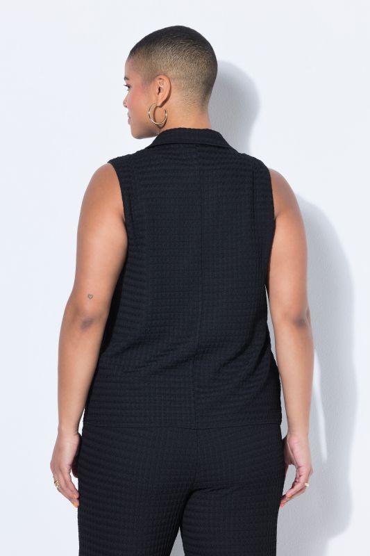 Waffle Texture  Sleeveless Blazer