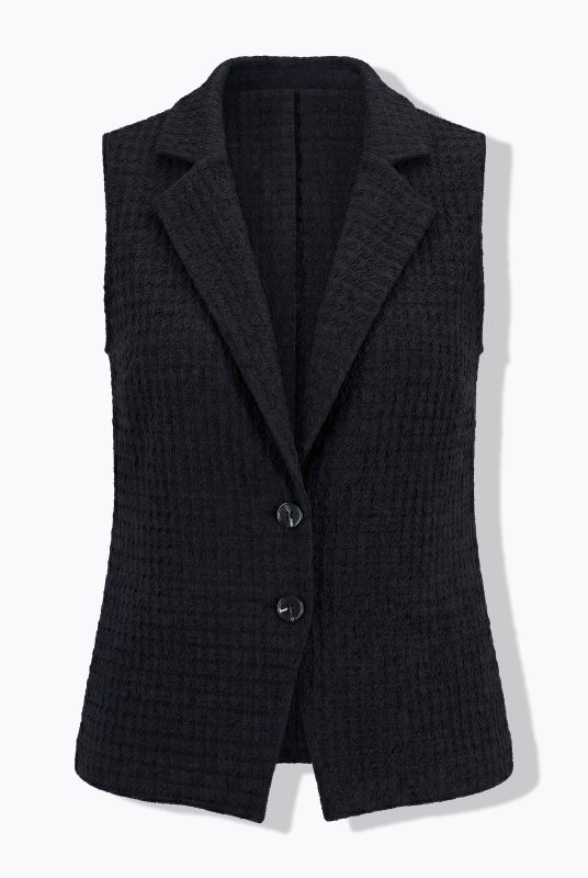 Waffle Texture  Sleeveless Blazer