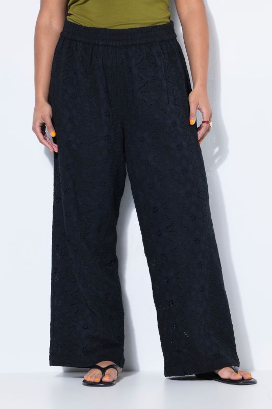 Floral Lace Elastic Waist Pants