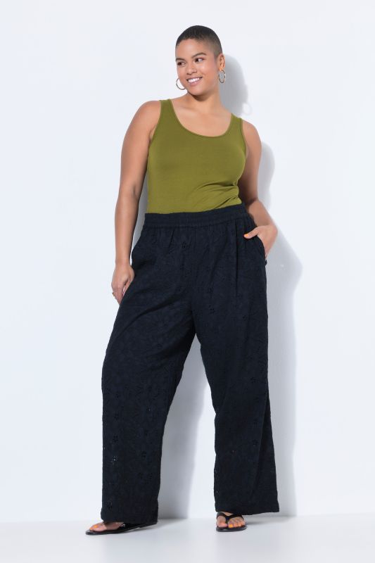 Floral Lace Elastic Waist Pants