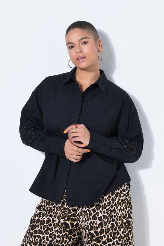 Риза с дантела на ръкавите