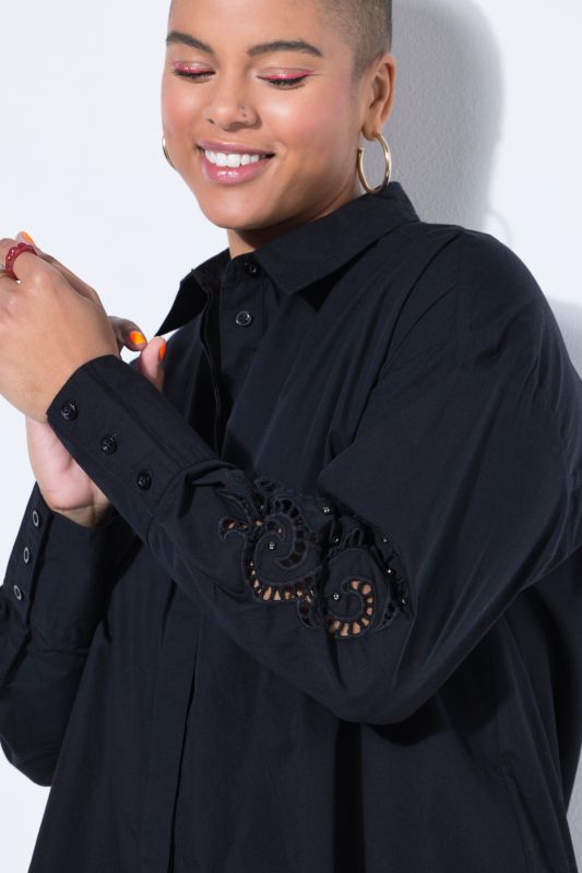 Риза с дантела на ръкавите