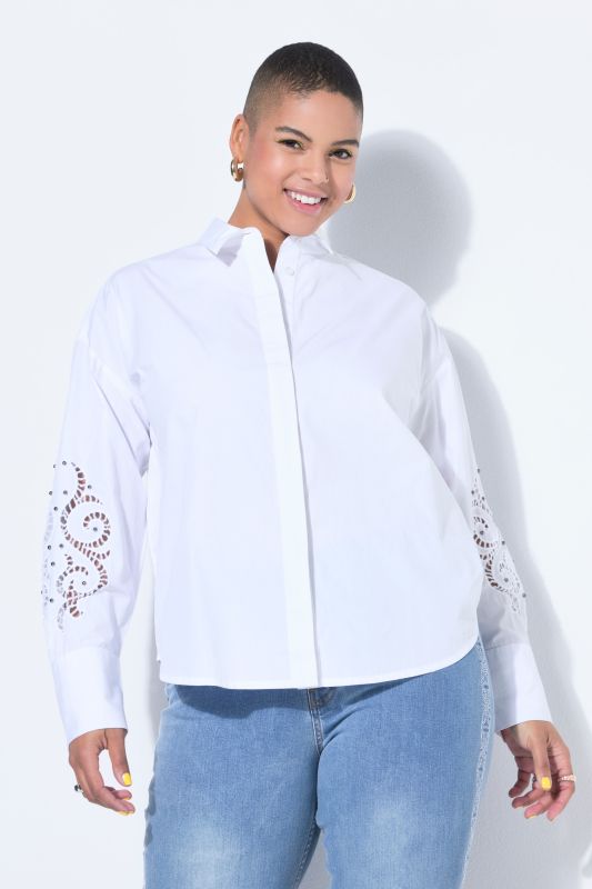 Риза с дантела на ръкавите