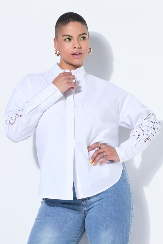 Риза с дантела на ръкавите