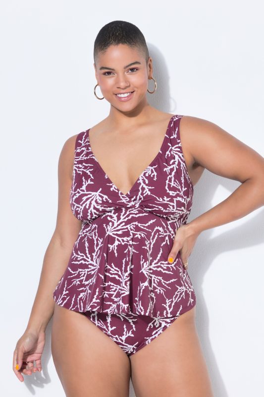 Tree Print Flared Tankini Top
