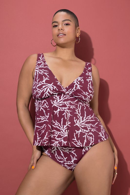 Tree Print Flared Tankini Top