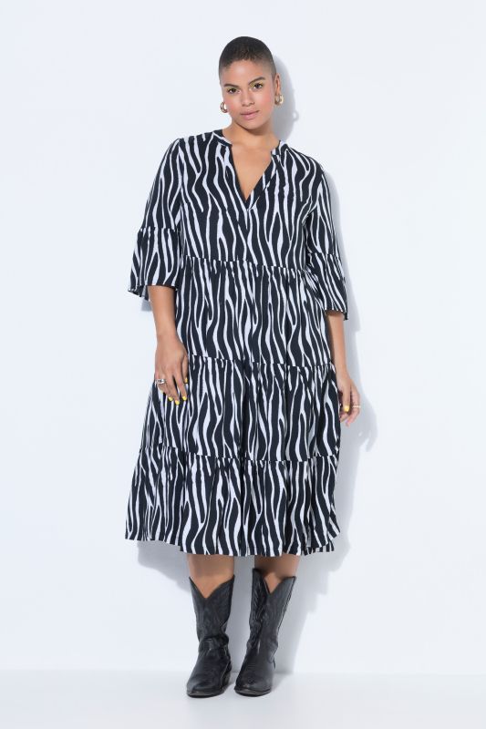 Zebra Print Tiered Flounce Panel Dress