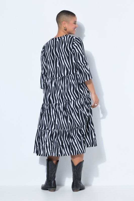 Zebra Print Tiered Flounce Panel Dress