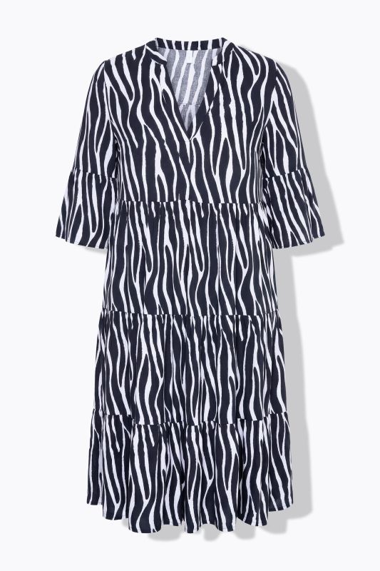 Zebra Print Tiered Flounce Panel Dress