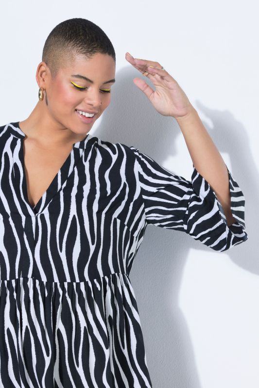 Zebra Print Tiered Flounce Panel Dress