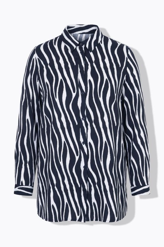 Zebra Print Long Sleeve Tunic Blouse