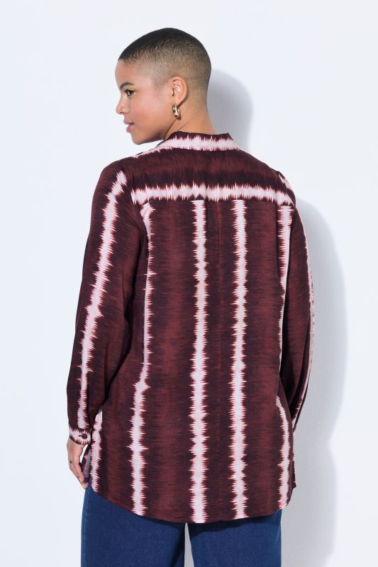 Batik Stripe Button-Down Tunic Blouse