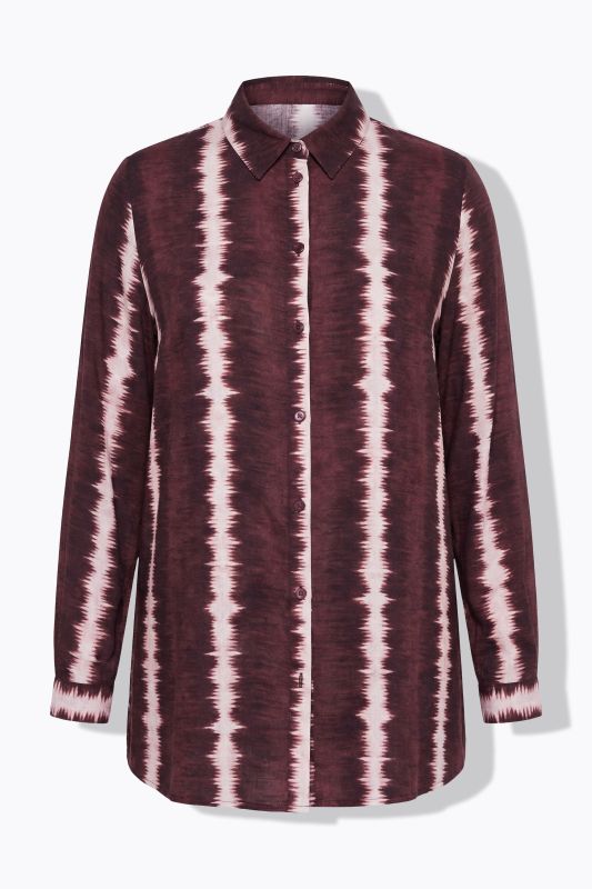 Batik Stripe Button-Down Tunic Blouse