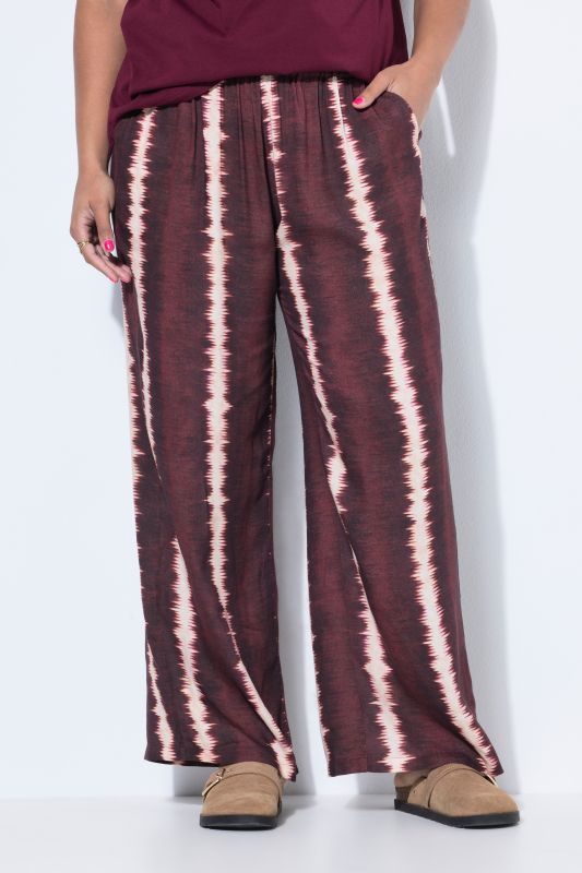 Batik Stripe Elastic Waist Palazzo Pants