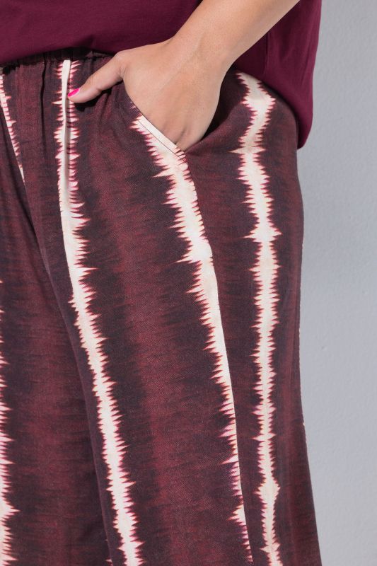 Batik Stripe Elastic Waist Palazzo Pants