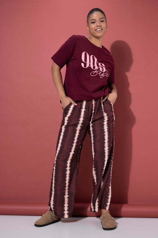 Batik Stripe Elastic Waist Palazzo Pants