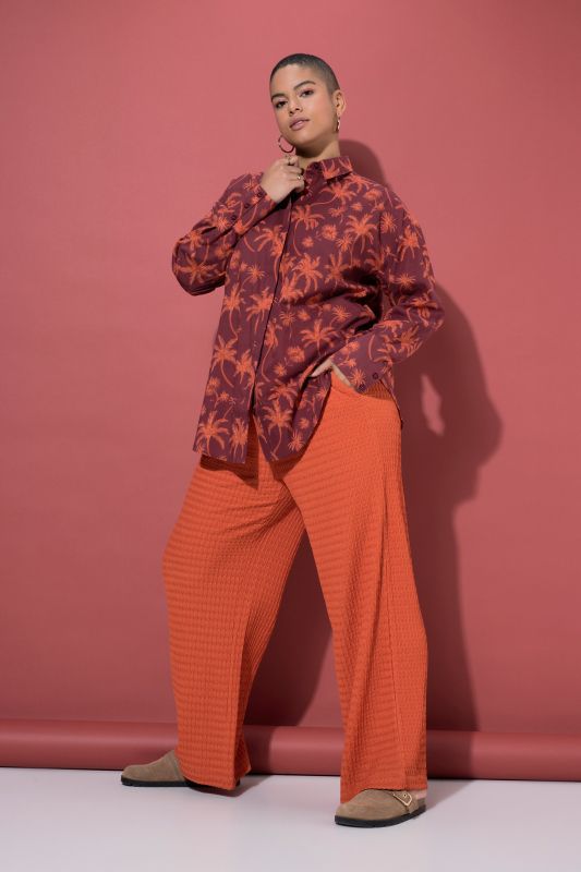 Palm Tree Print Button-Down Blouse