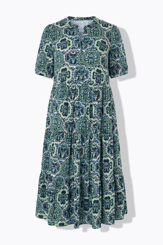 Floral Mosaic Print Short Sleeve Dress