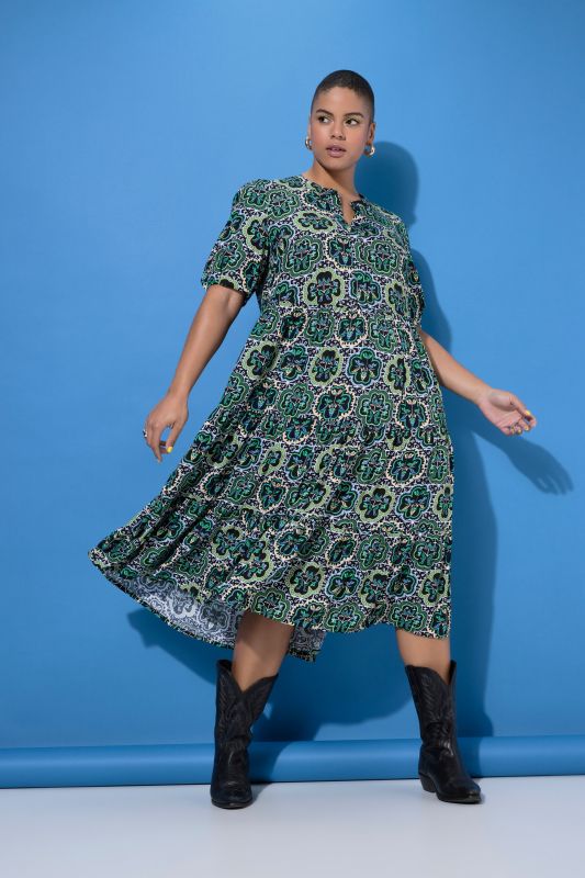 Floral Mosaic Print Short Sleeve Dress