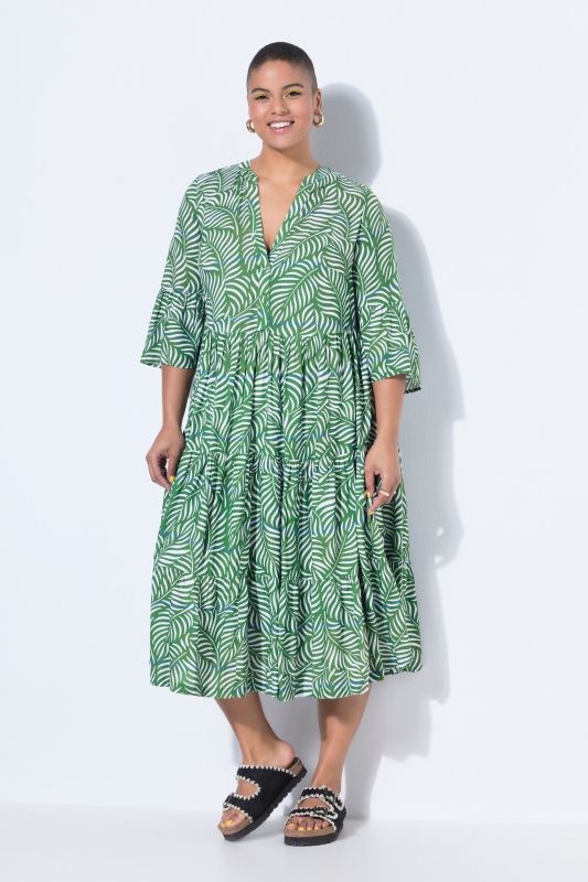 Leaf Print Short Sleeve Dress