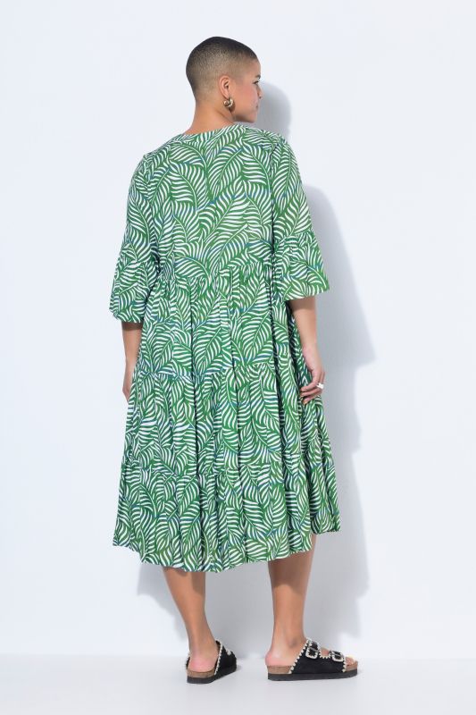 Leaf Print Short Sleeve Dress