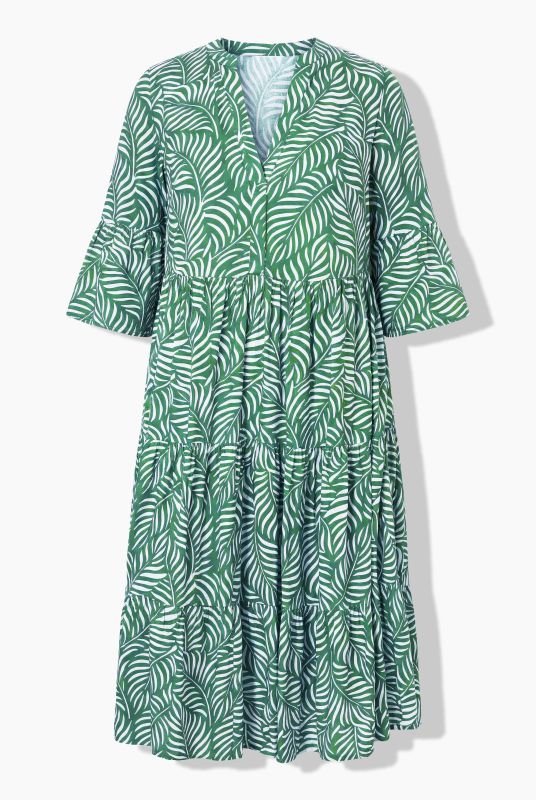 Leaf Print Short Sleeve Dress