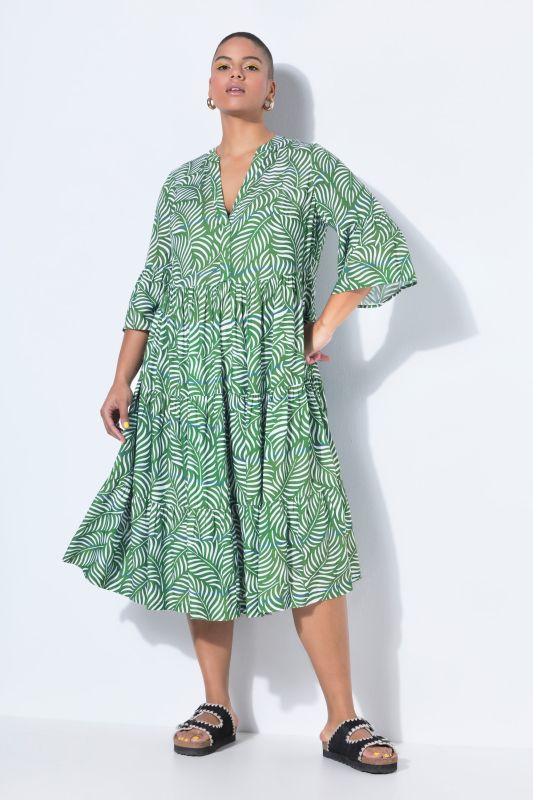 Leaf Print Short Sleeve Dress