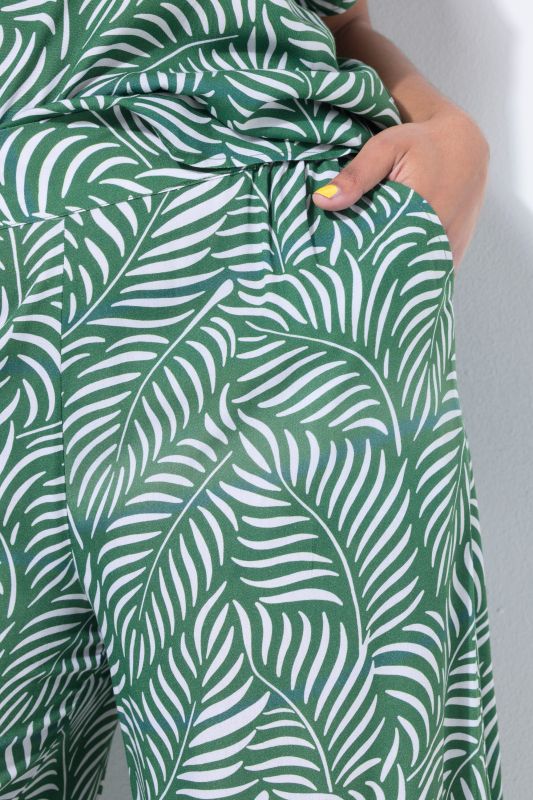 Leaf Print Elastic Waist Culottes
