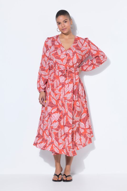 Leaf Print  Wrap Dress