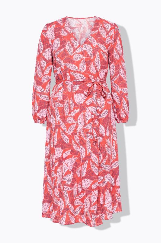 Leaf Print  Wrap Dress