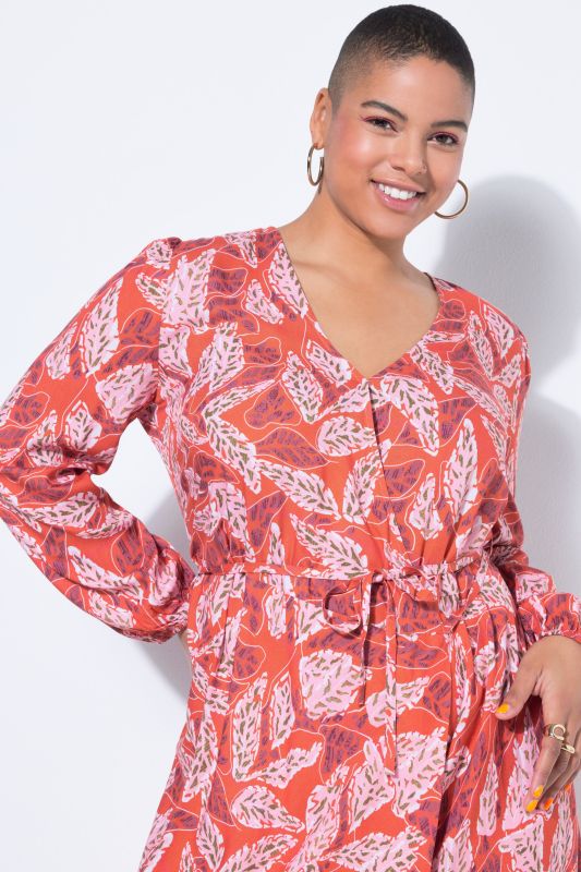 Leaf Print  Wrap Dress