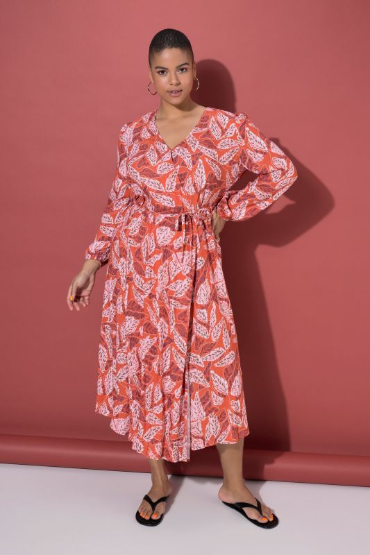 Leaf Print  Wrap Dress