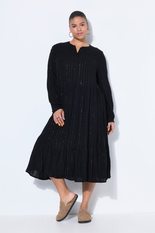 Glitter Stripe Chiffon Long Sleeve Dress