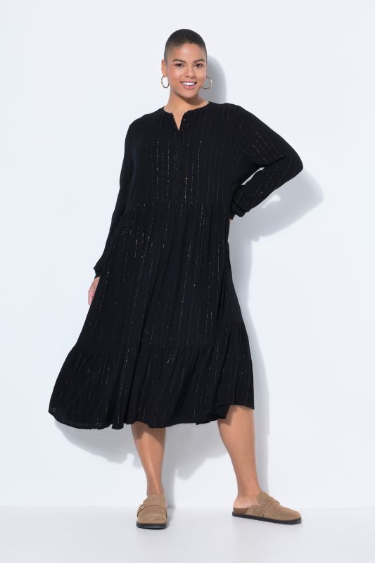 Glitter Stripe Chiffon Long Sleeve Dress