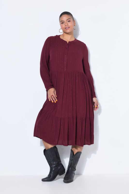 Glitter Stripe Chiffon Long Sleeve Dress