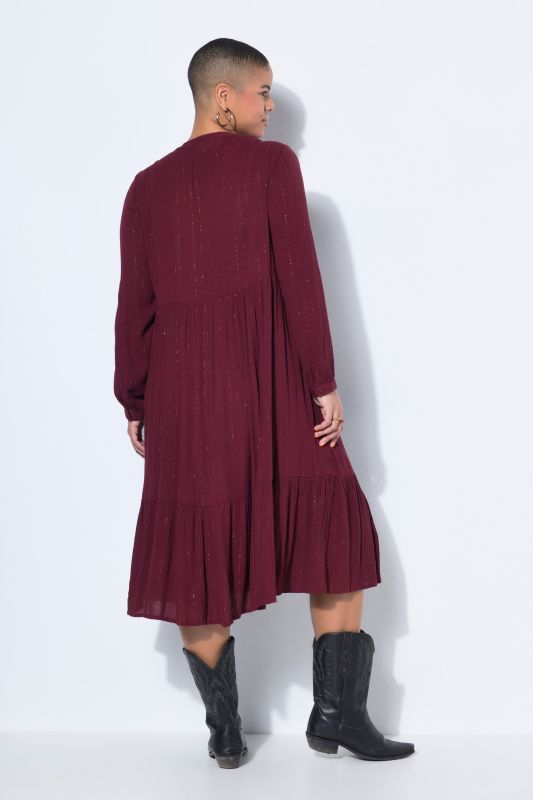 Glitter Stripe Chiffon Long Sleeve Dress