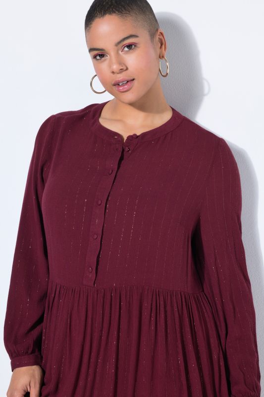 Glitter Stripe Chiffon Long Sleeve Dress