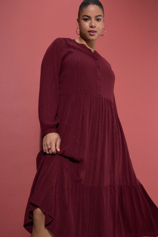 Glitter Stripe Chiffon Long Sleeve Dress