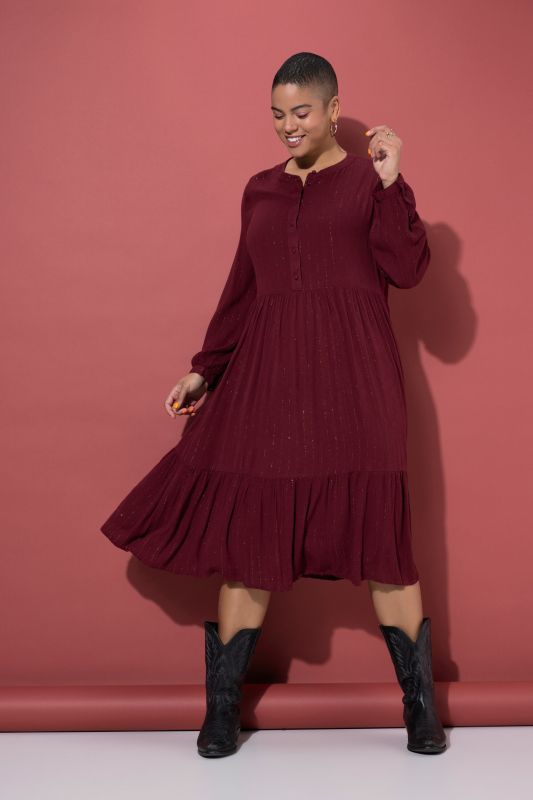 Glitter Stripe Chiffon Long Sleeve Dress